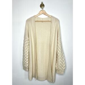 Hem & Thread Oversized Chunky Knit Cardigan Cream